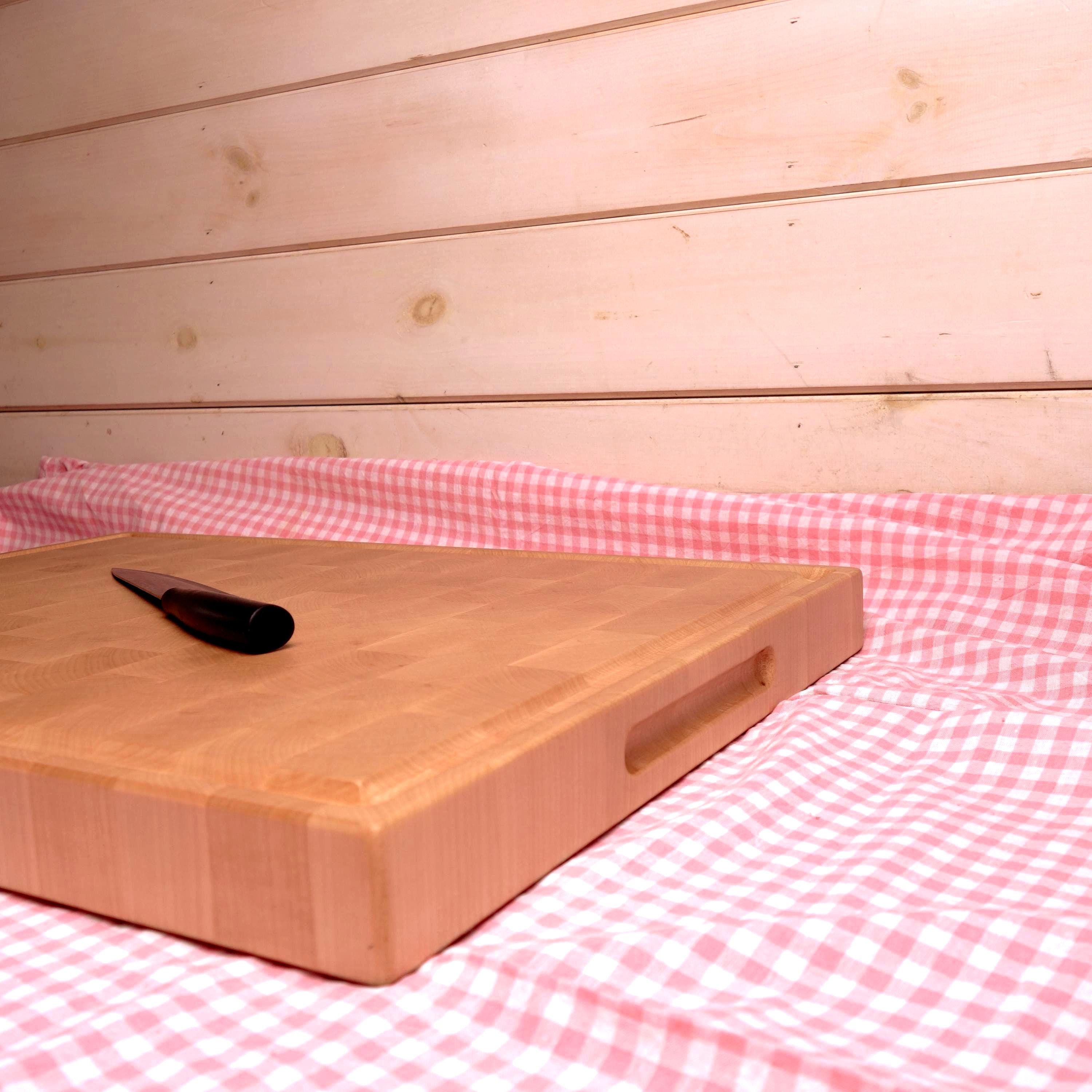 XXXL Size Handmade End Grain Maple Cutting Board Large With Juice Groove and Handles - Best Solution For a Chef