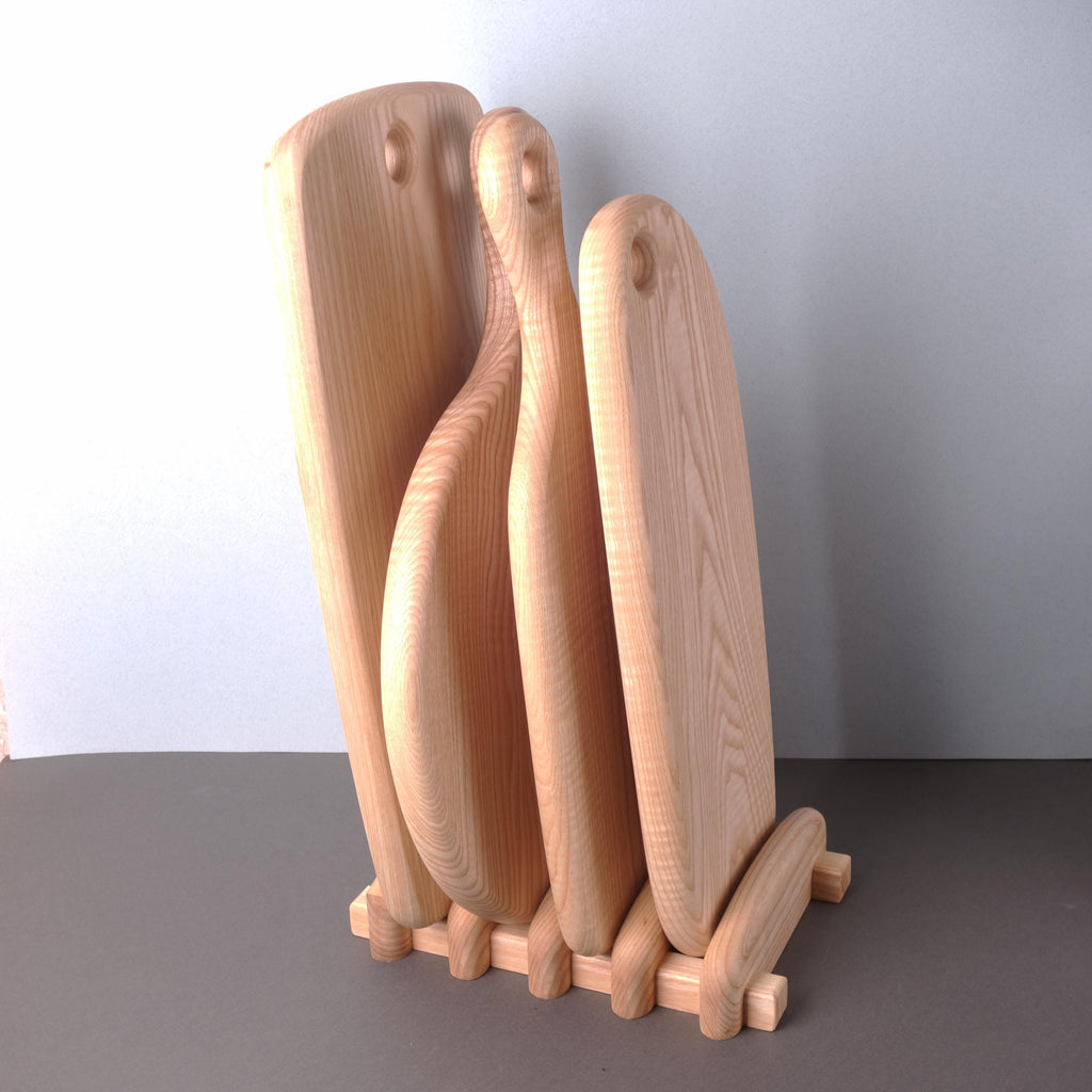 Set of 4 Wooden Cutting Boards, Handmade Ash Chopping and Serving Boards, Kitchen Decor