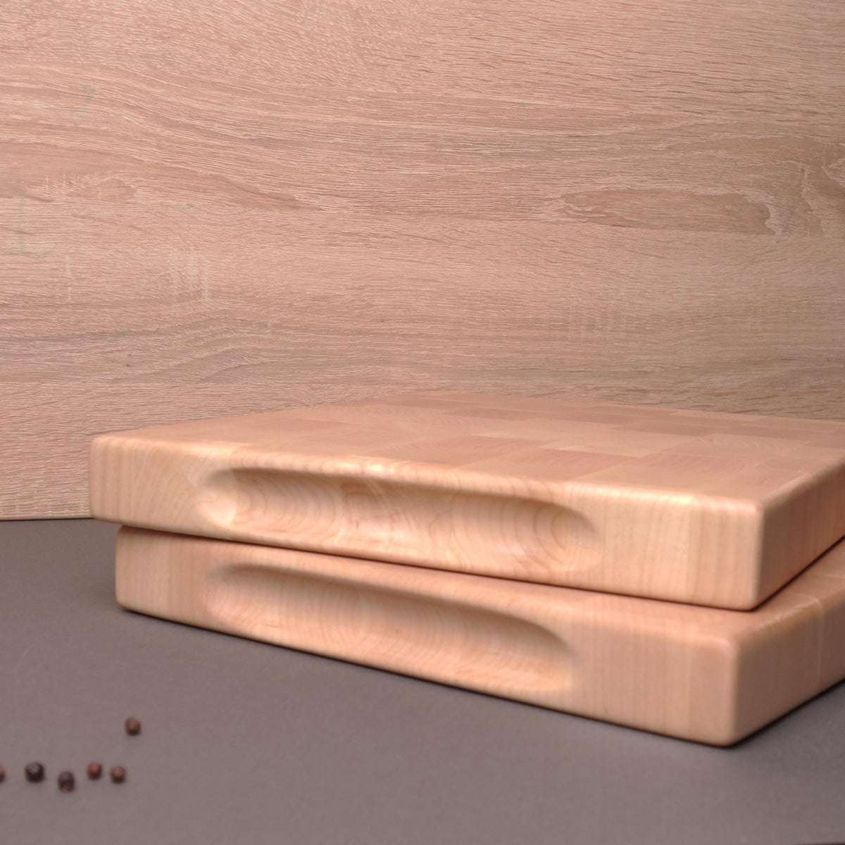 Handmade Reversible End Grain Maple Cutting Board with Built-in Handle